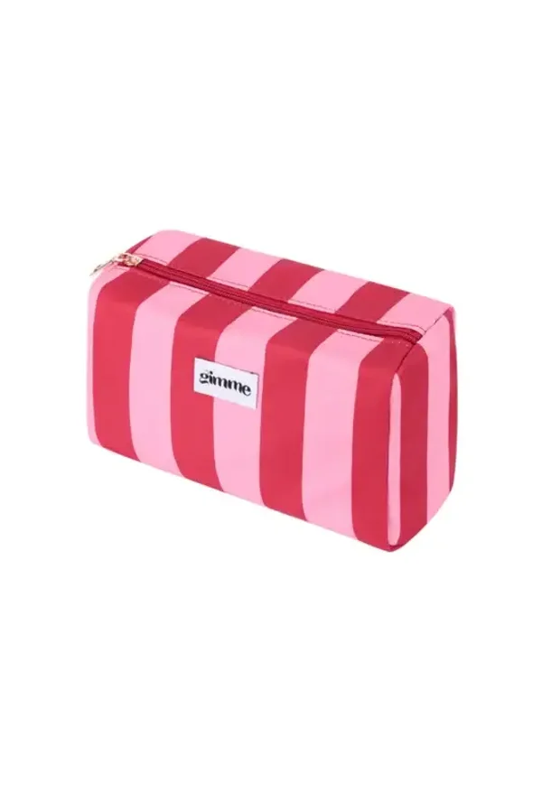 Make-up tas groot gestreept dik rood/roze