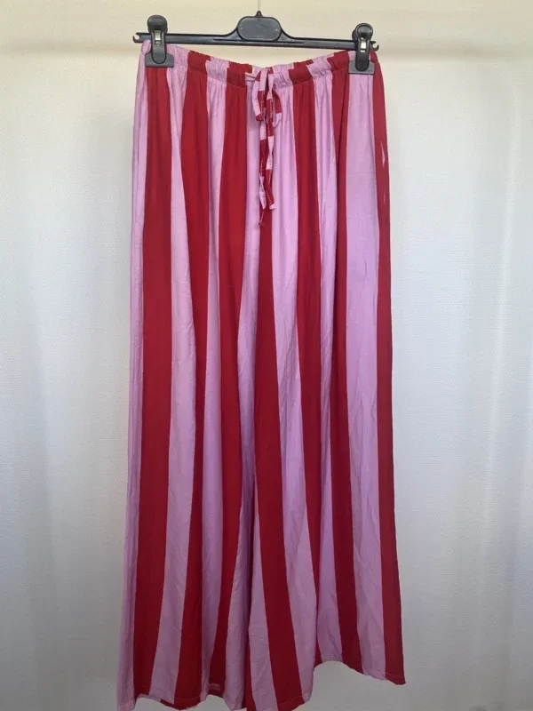 Broek gestreept rood/roze