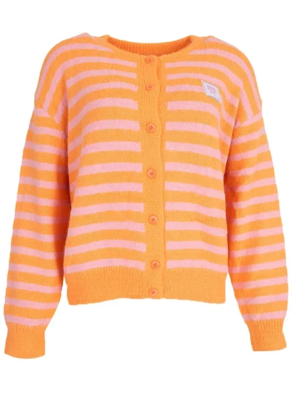 Vest met knopen gestreept oranje/roze