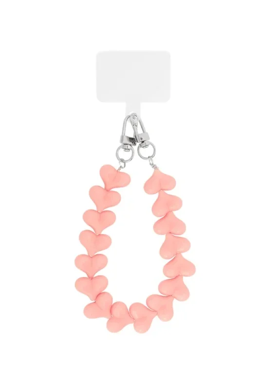 Telefoonkoord hartjes babyroze