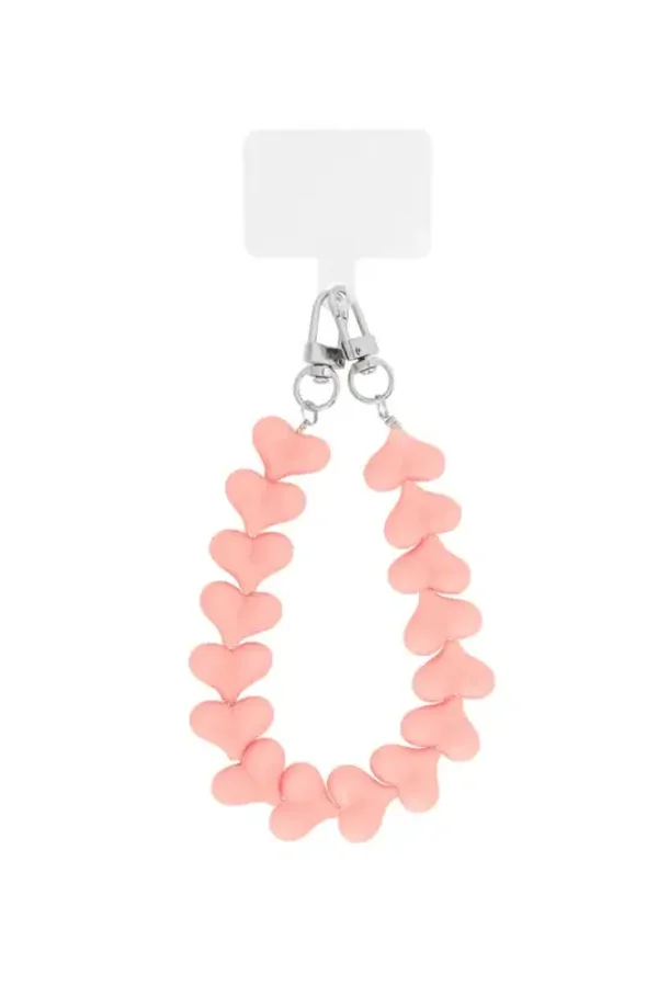 Telefoonkoord hartjes babyroze