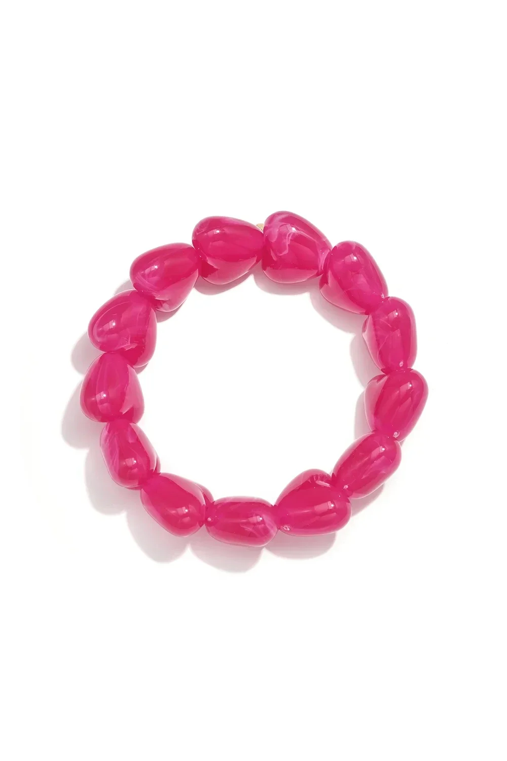 Armband hartjes kralen  fuchsia