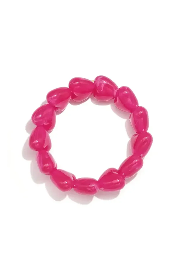 Armband hartjes kralen  fuchsia