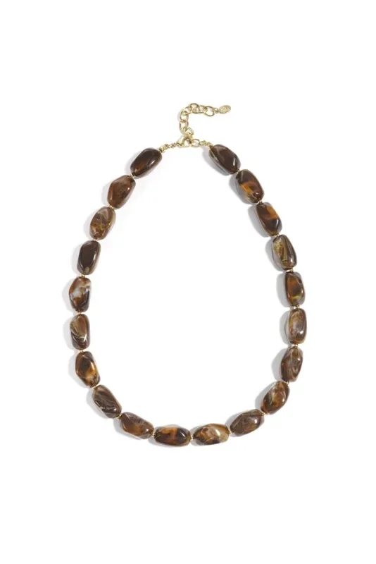 Ketting acryl kralen bruin