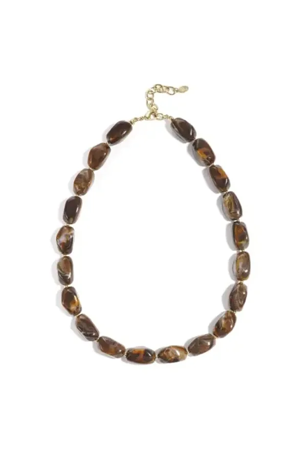 Ketting acryl kralen bruin
