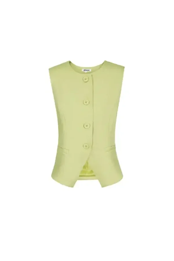 Gilet met knopen lime groen