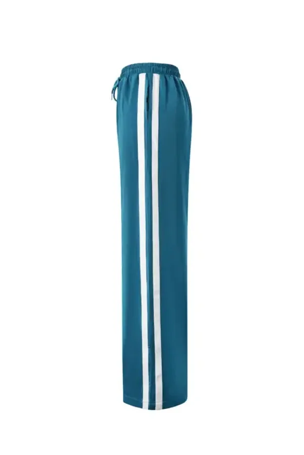 Broek satijn met strepen blauw