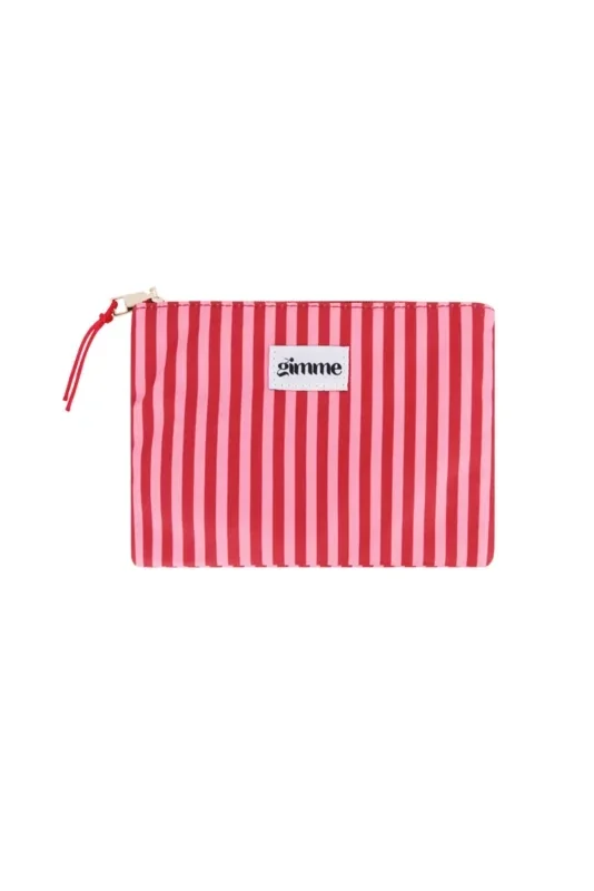 Make-up tas klein gestreept dun rood/roze