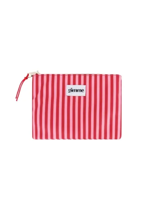 Make-up tas klein gestreept dun rood/roze