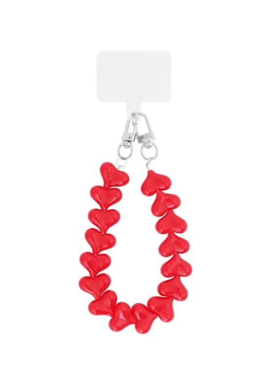 Telefoonkoord hartjes rood