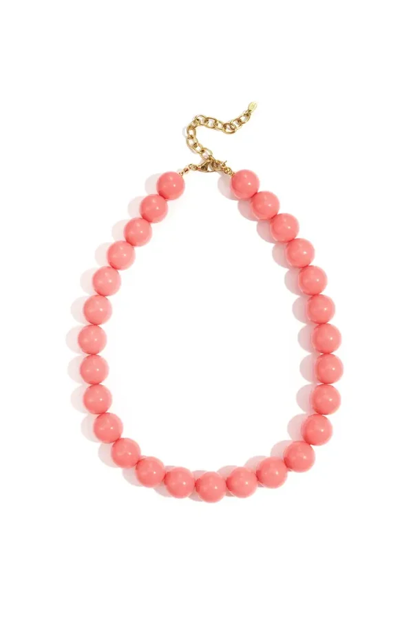 Kralenketting grote kralen zalmroze