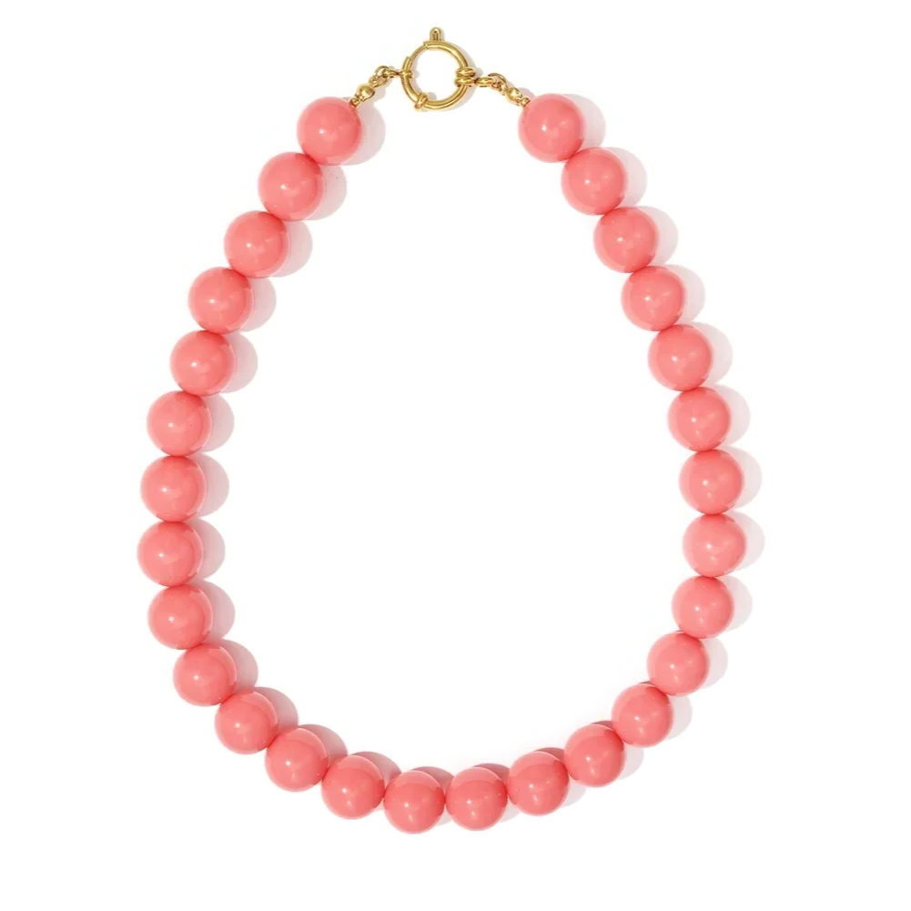 Kralenketting grote kralen zalmroze