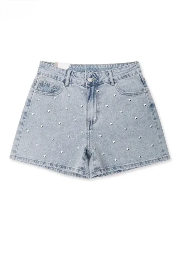 Short denim studs