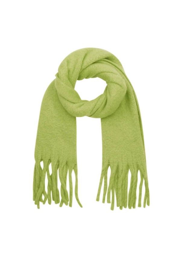 Sjaal franjes limegroen