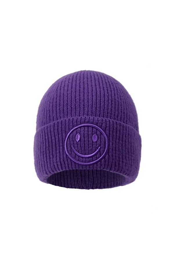Muts smiley paars