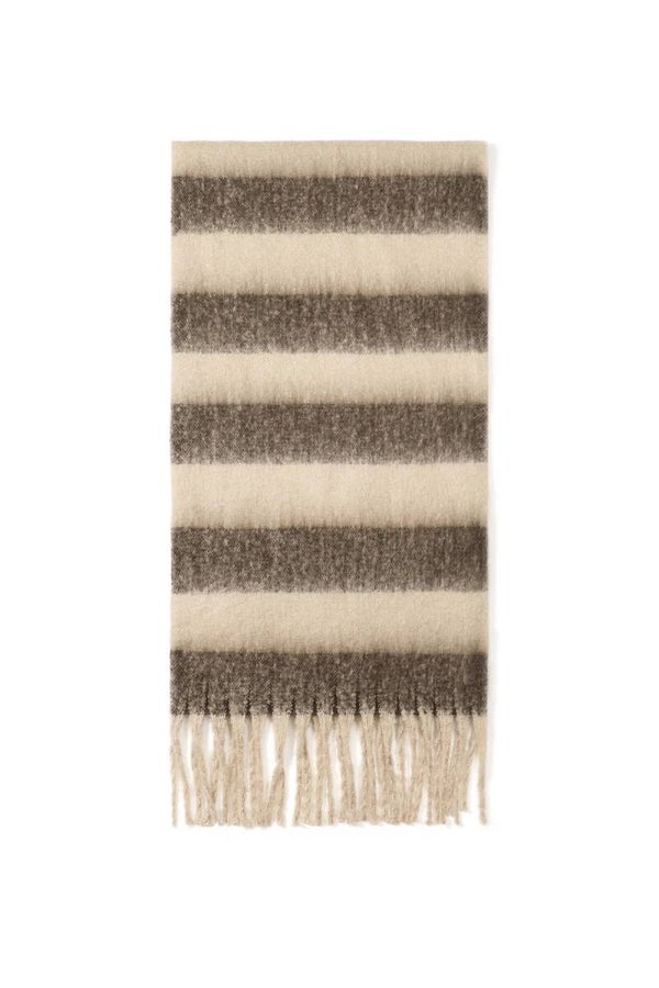 Sjaal franjes beige/bruin