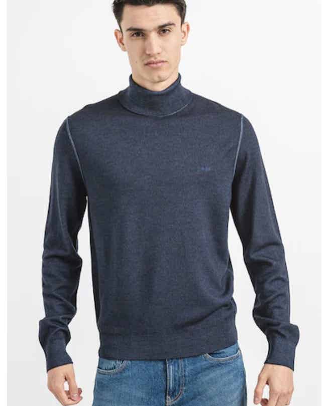 Pull col roule Regular en laine vierge avec logo brodé