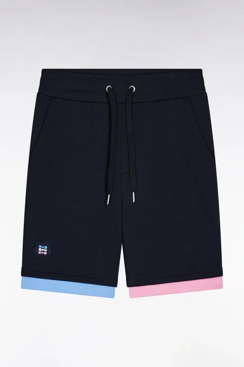 Short en molleton coton marine coupe ample