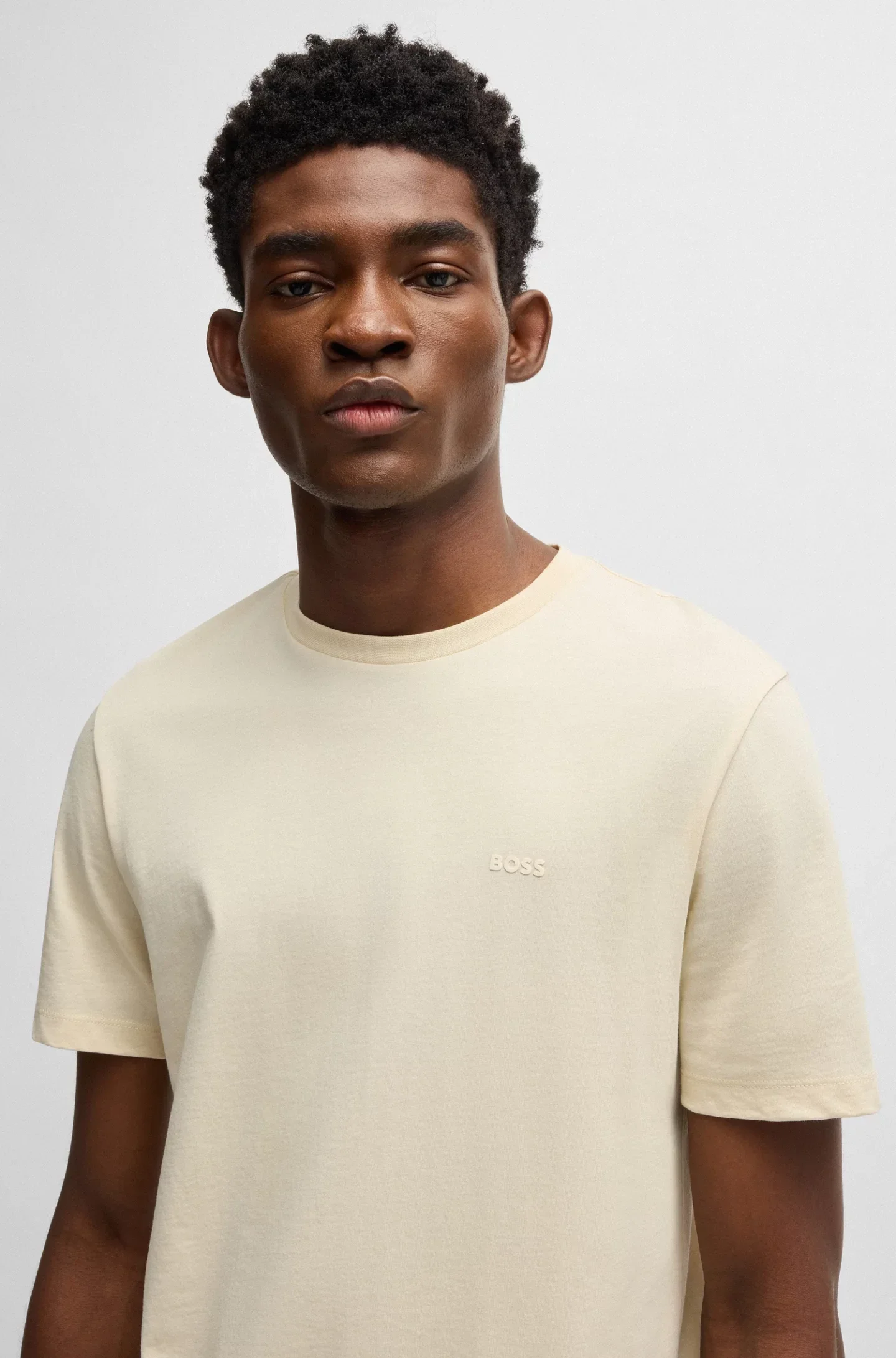 T-shirt en jersey de coton avec détail logoté BOSS BLACK