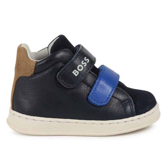Baskets à scratchs en cuir BOSS KIDS - 849blue