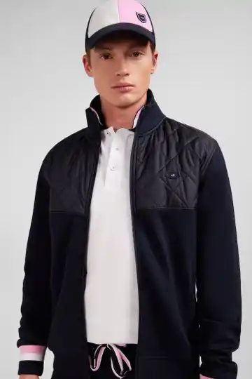 Sweat Eden Park bleu foncé zippé colorblock