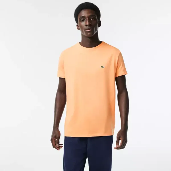 T-shirt Lacoste col rond uni - orange clairHEB
