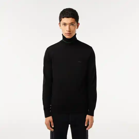 Pull en laine mérinos col roulé LACOSTE - 031black