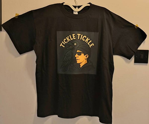 "Tickle Nick and Rag's" cartoon Black 100% cotton T Shirt