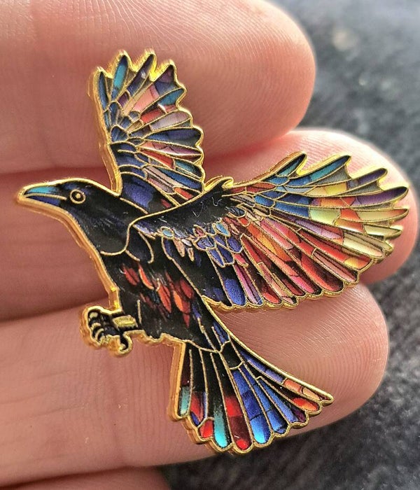 Colourful Flying Crow Metal & Enamel Pin