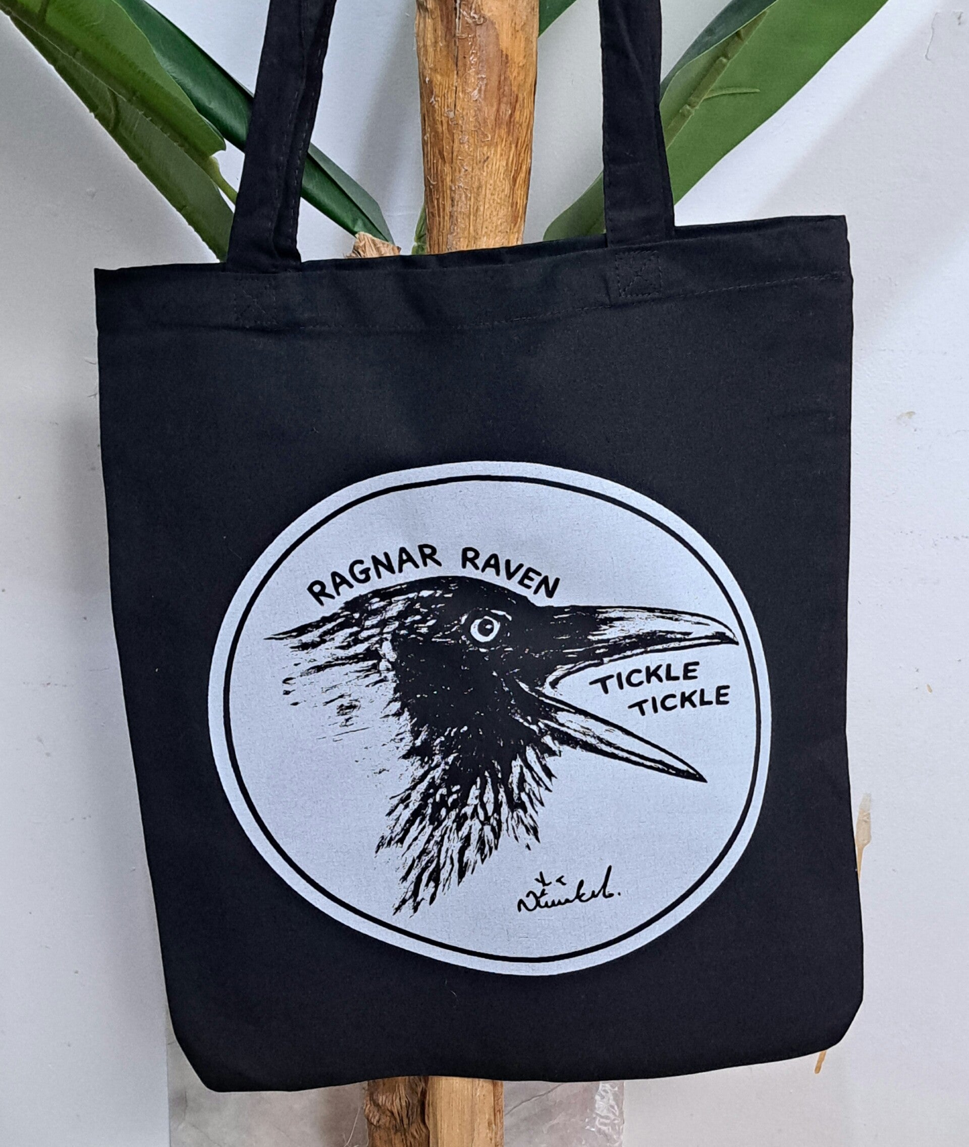 Tickle Tickle Sketch black cotton tote bag