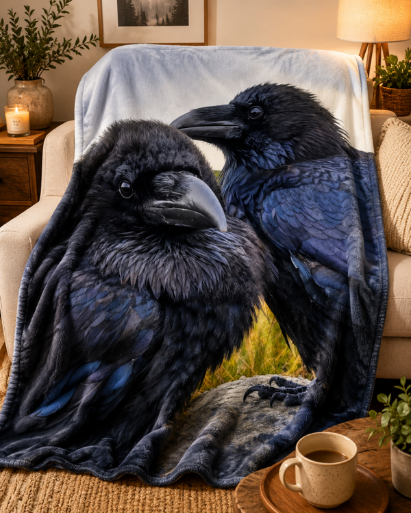 "Corvus Corax" 150x200cm fleece blanket