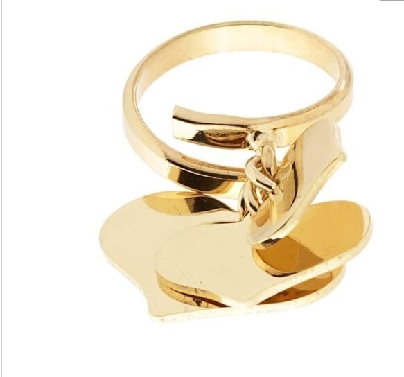 Anello Amore Love con tre Cuori pendenti in Argento 925 Galvanica Oro