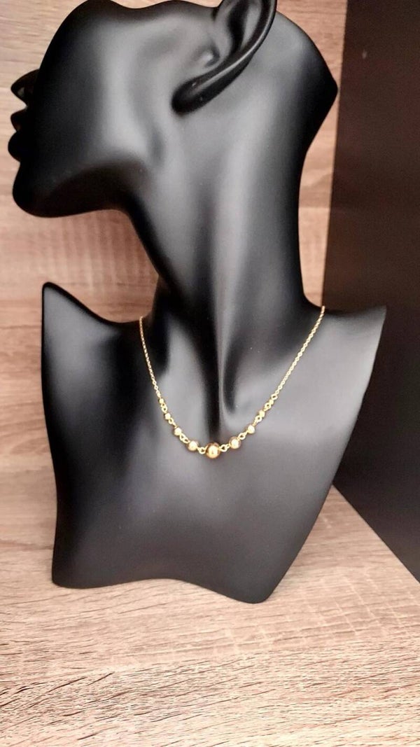 Collana Girocollo Regolabile in Argento 925 Placcato Oro con Sfere Scalari