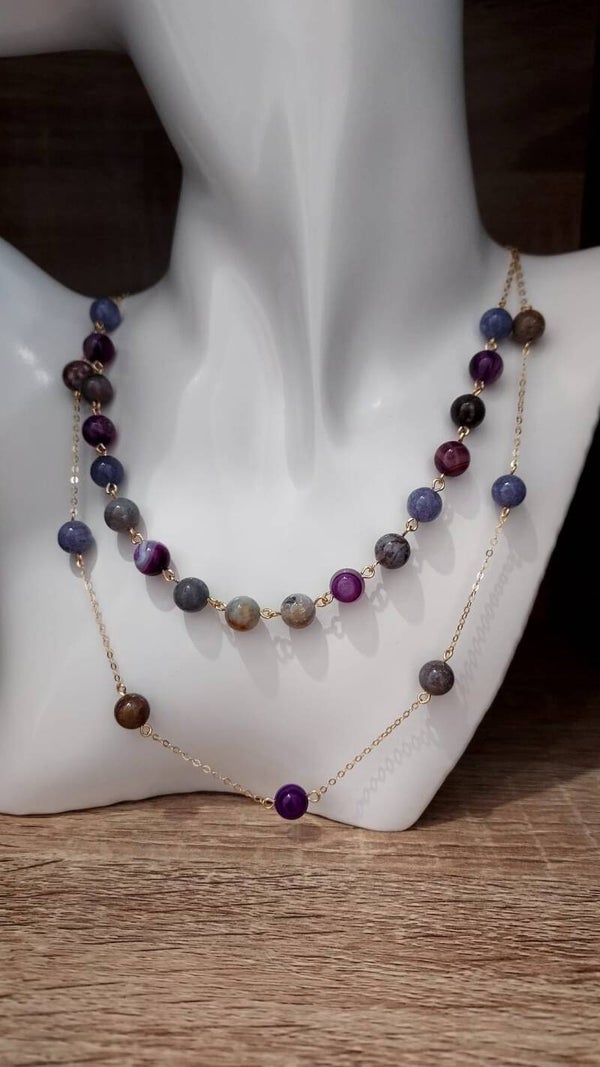 Sinfonia di Agata Collana Artigianale in Argento 925 Placcato Oro