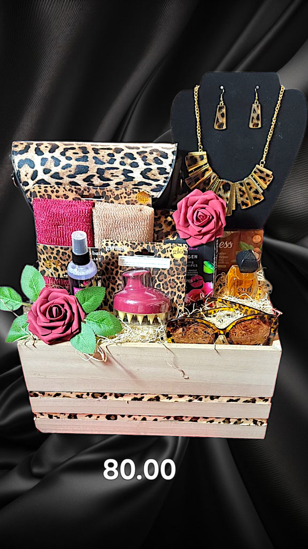 Cheetah Print Lover With Jewelry Gift Basket