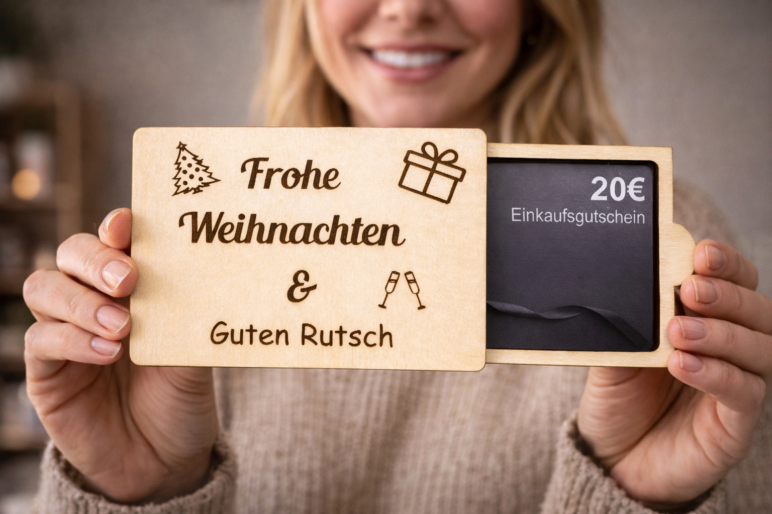 Zeitlos & hochwertig: Gutscheinbox mit Festtagsgravur