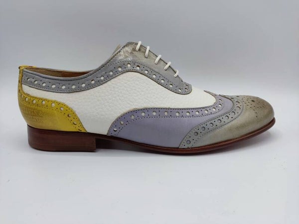 Melvin & Hamilton Schnürschuh grau-weiß-gelb