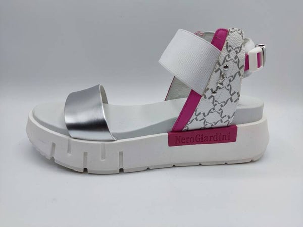 Nero Giardini Plateau - Sandale silber /weiß / pink