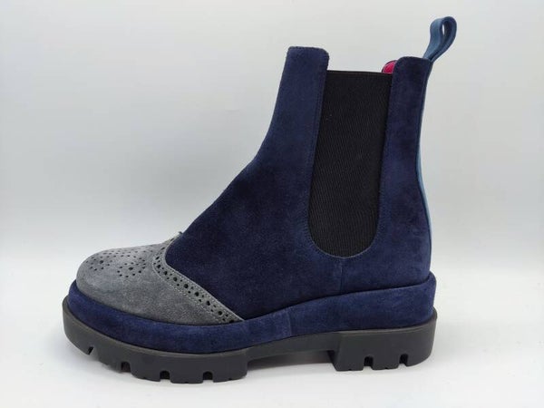Le Babe Stiefelette blau / grau kombiniert