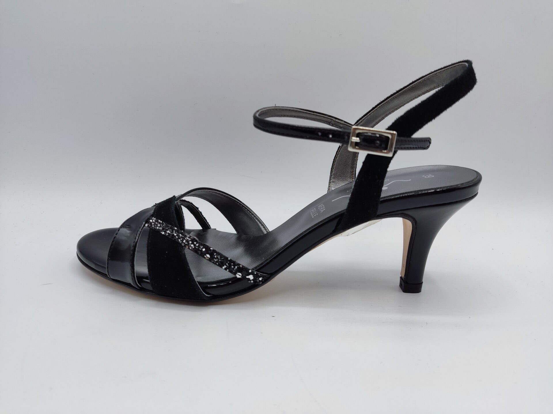 Vista Sandalette schwarz Lack Glitzer
