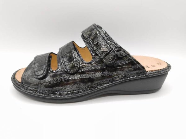 Finn Comfort Pisa anthrazit Bulut ( Lackkroko) Pantolette