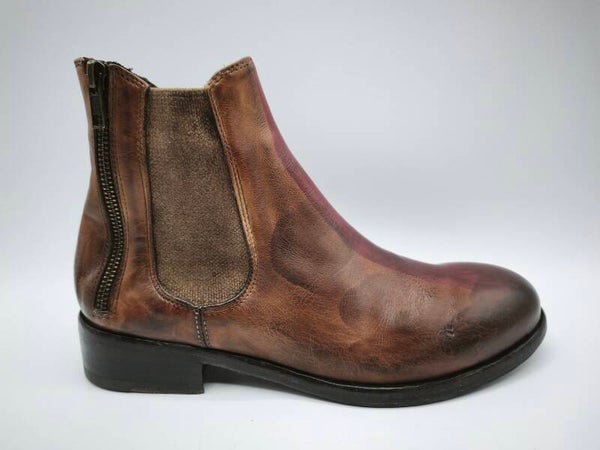 La Bottega di Lisa Stiefelette braun mit bordo Streifen