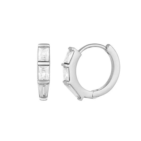 Oorbellen met rechthoekige zirkonia's zilver