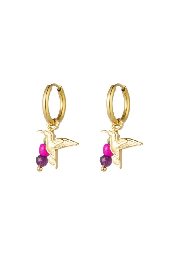 Oorbellen met kolibrie natuursteen