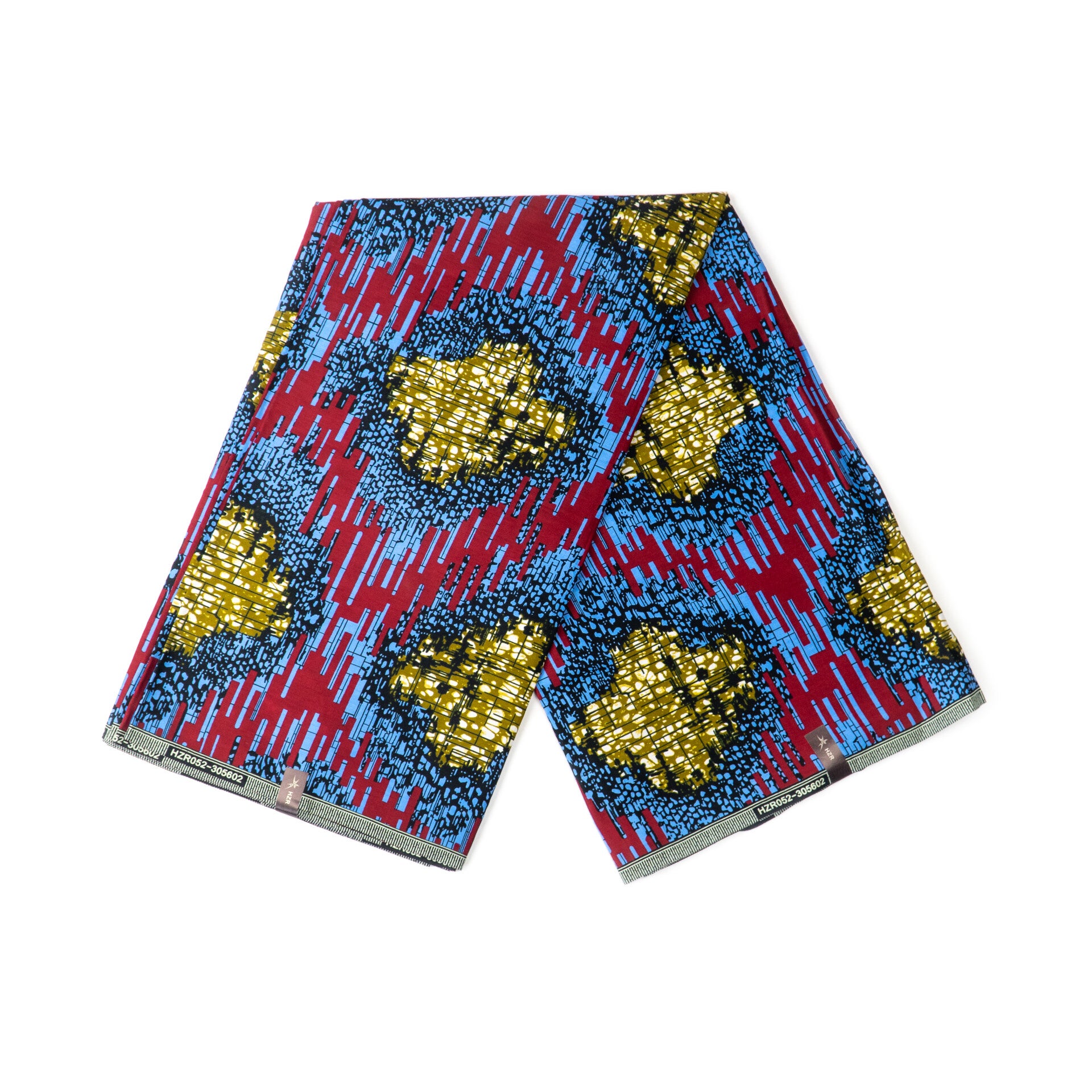 African Ankara wax fabric from Kenya - Blue, yellow & red
