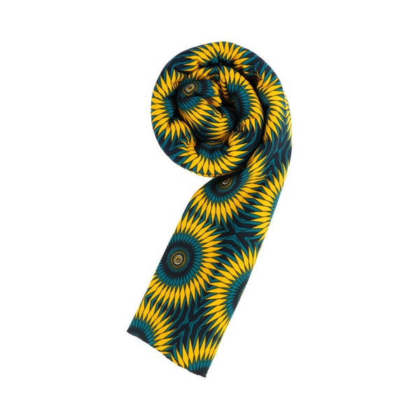 African Ankara wax fabric from Kenya - Yellow & blue