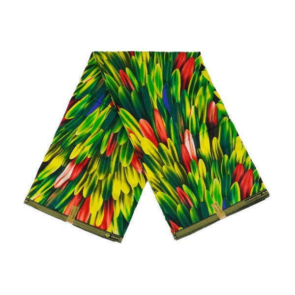 African Ankara wax fabric from Kenya - Green, red & yellow