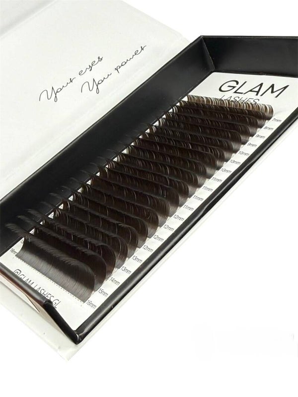 Rzęsy objętościowe do przedłużania rzęs Dark Brown 0.10 Curl C CC D – 20 pasków / Volumenwimpern für Wimpernverlängerung Dark Brown 0.10 Curl C CC D – 20 Streifen