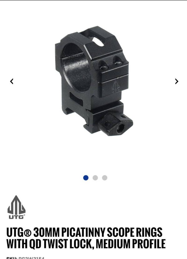 UTG 30MM PICATINNY SCOPE RINGS WITH QD TWIST LOCK  MED