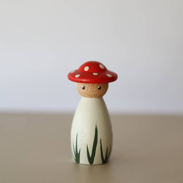 Peg doll paddenstoel rood met witte stippen